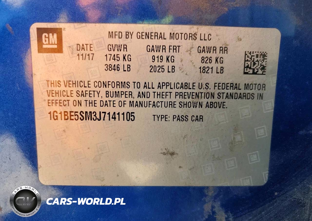 2018 Chevrolet Cruze Lt VIN:1G1BE5SM3J7141105 - 12
