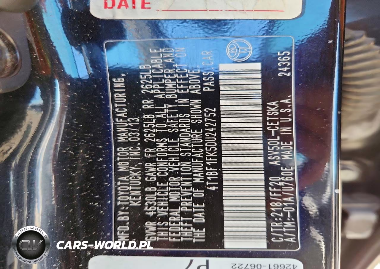 2013 Toyota Camry Se VIN:4T1BF1FK5DU242752 - 13