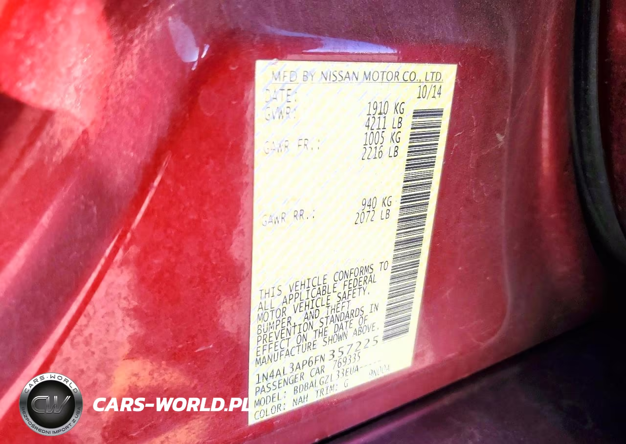 2015 Nissan Altima 2.5 S VIN:1N4AL3AP6FN357225 - 12