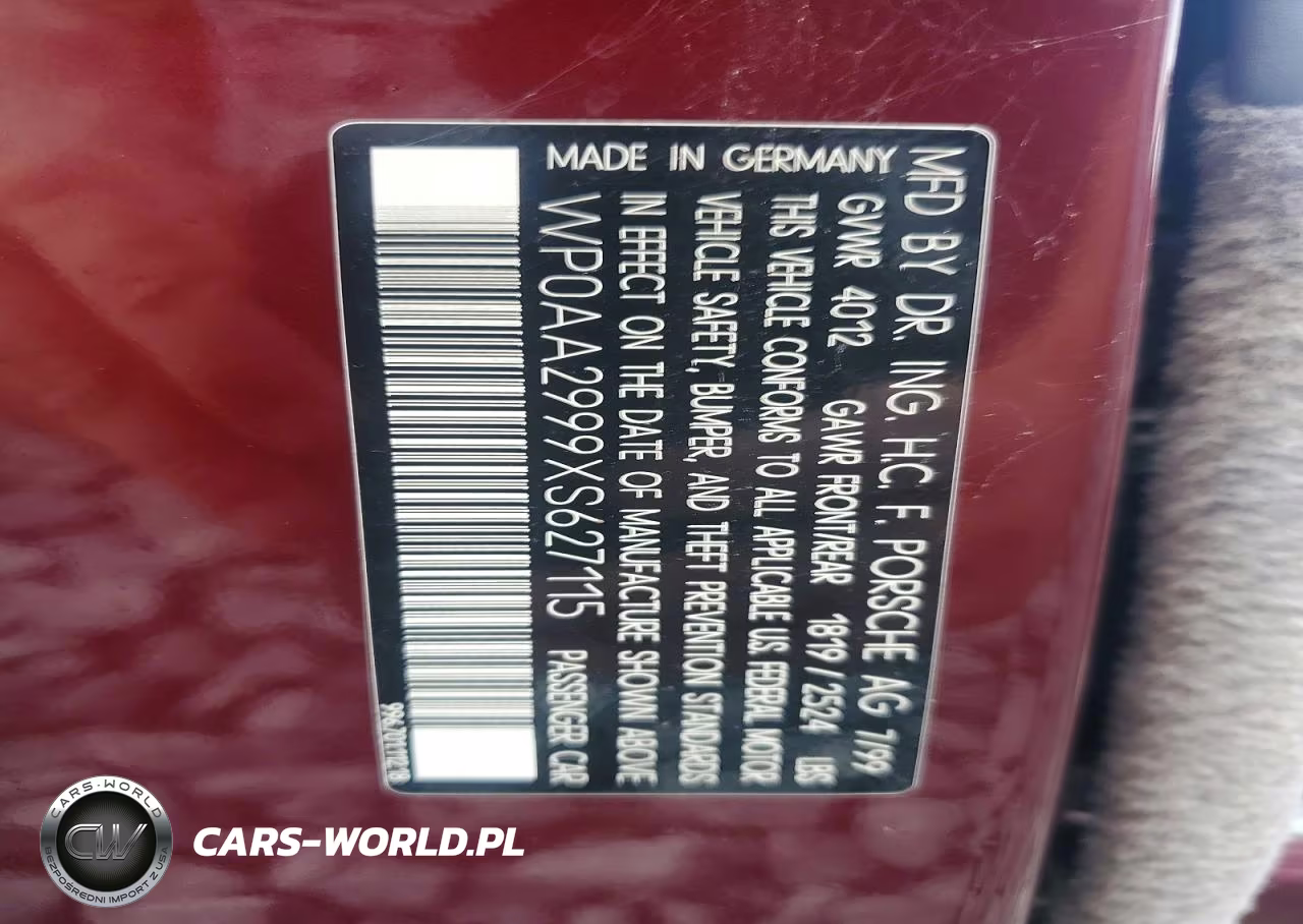 1999 Porsche 911 Carrera VIN:WP0AA2999XS627115 - 12