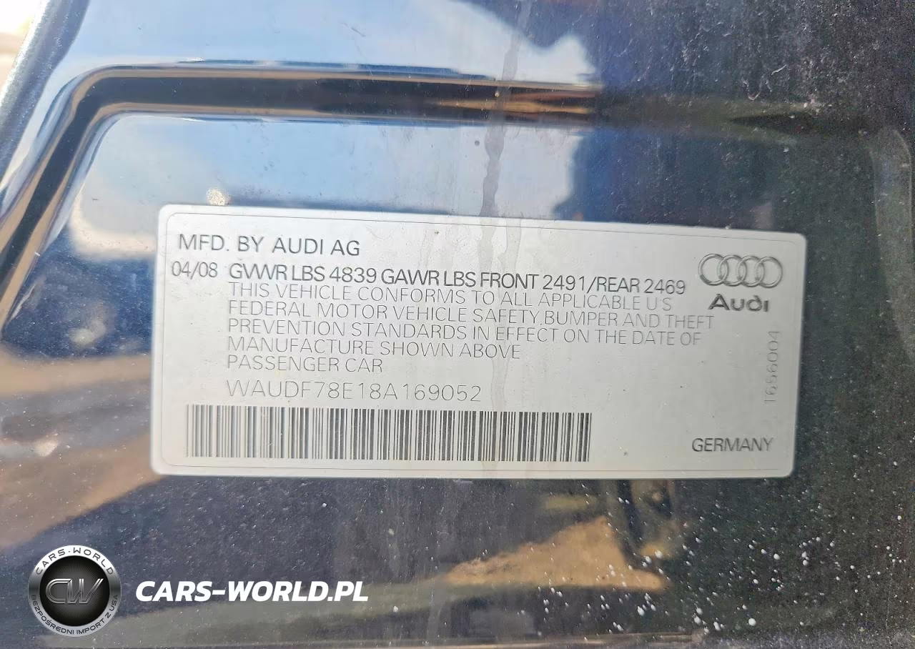2008 Audi A4 2.0T Quattro VIN:WAUDF78E18A169052 - 13
