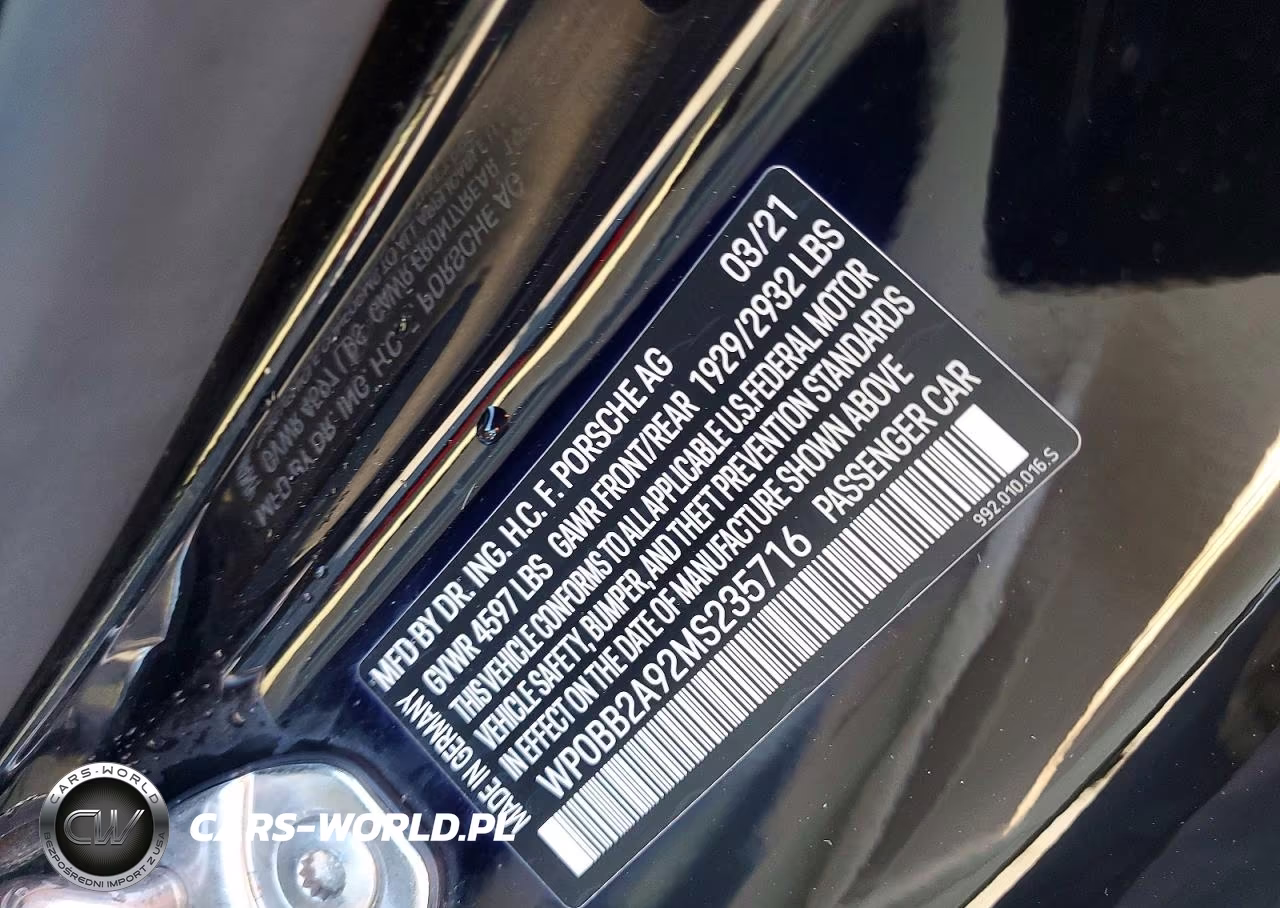 2021 Porsche 911 Targa 4S VIN:WP0BB2A92MS235716 - 12