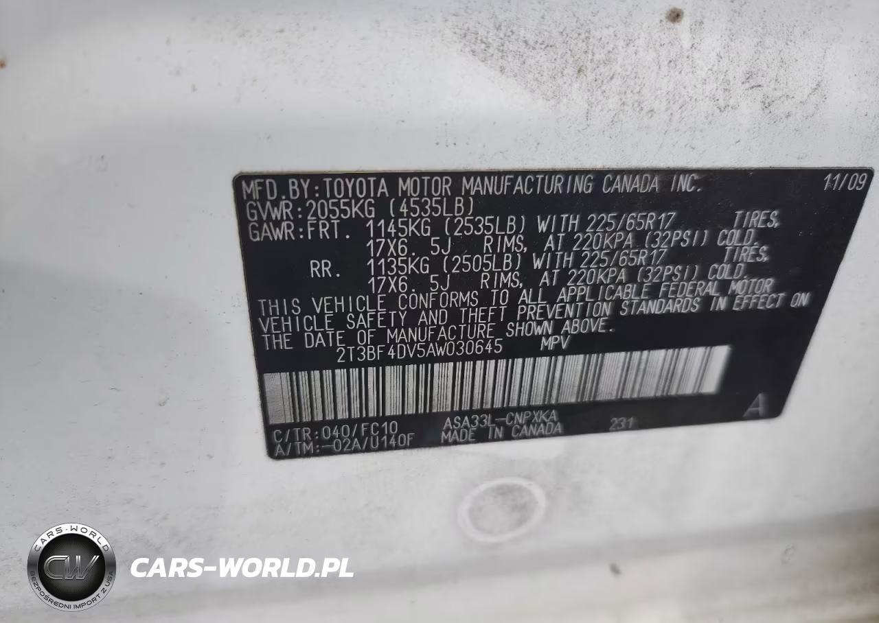 2010 Toyota Rav4 Base VIN:2T3BF4DV5AW030645 - 12