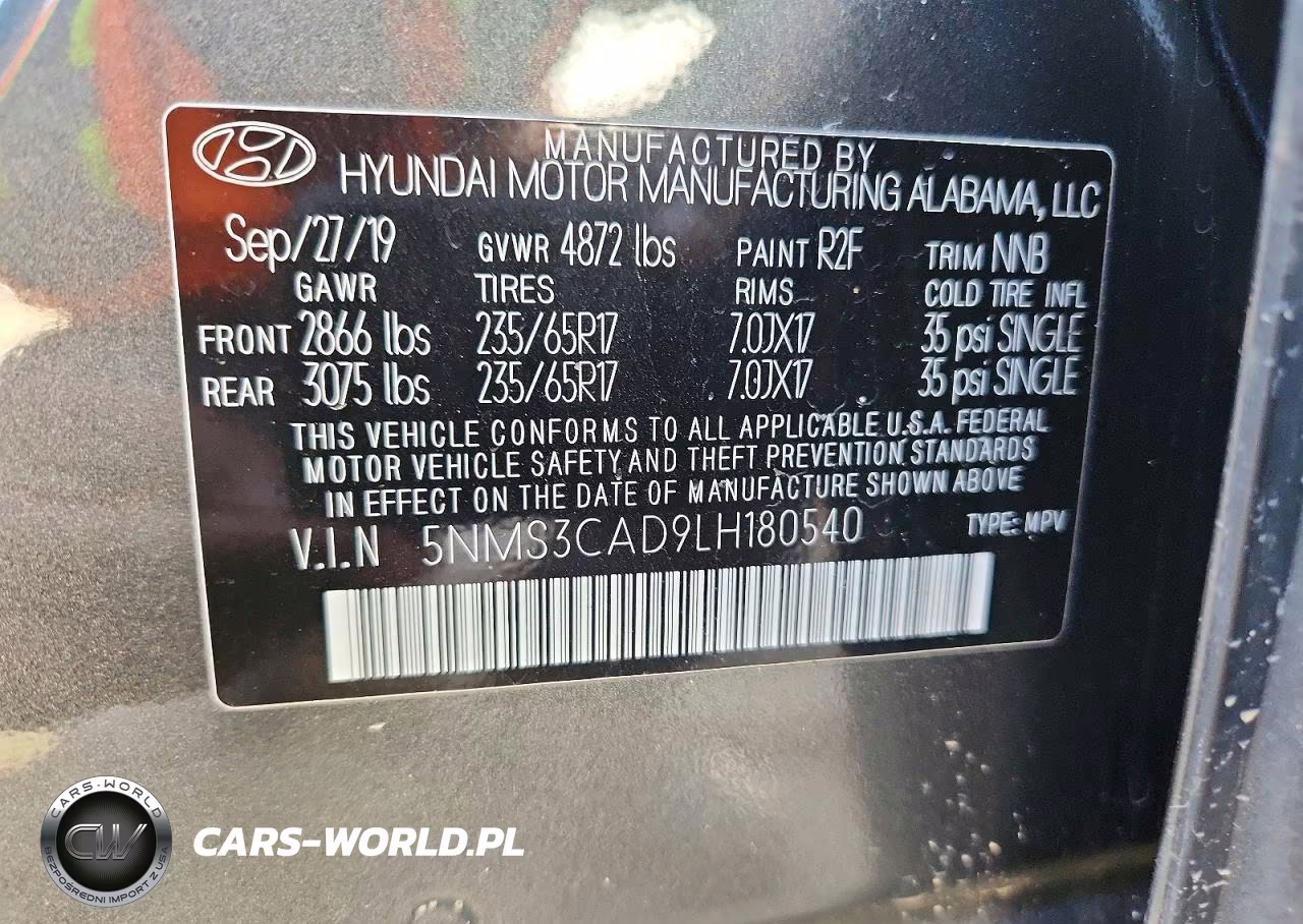 2020 Hyundai Santa Fe Sel VIN:5NMS3CAD9LH180540 - 14
