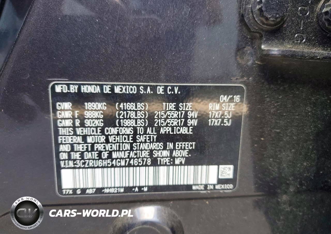 2016 Honda Hr-V Ex VIN:3CZRU6H54GM746578 - 13