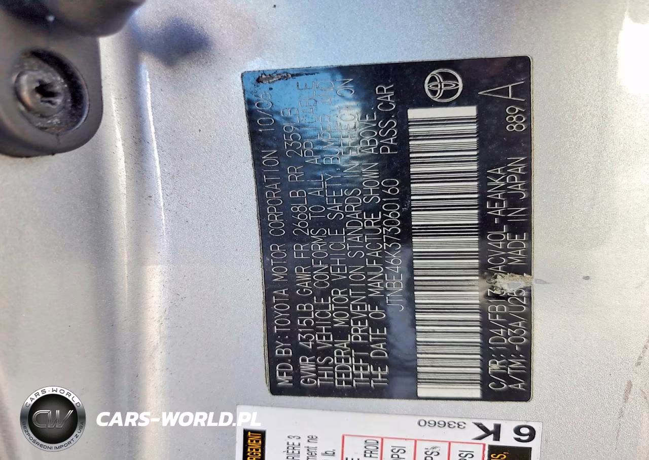 2007 Toyota Camry Ce VIN:JTNBE46K373060160 - 12