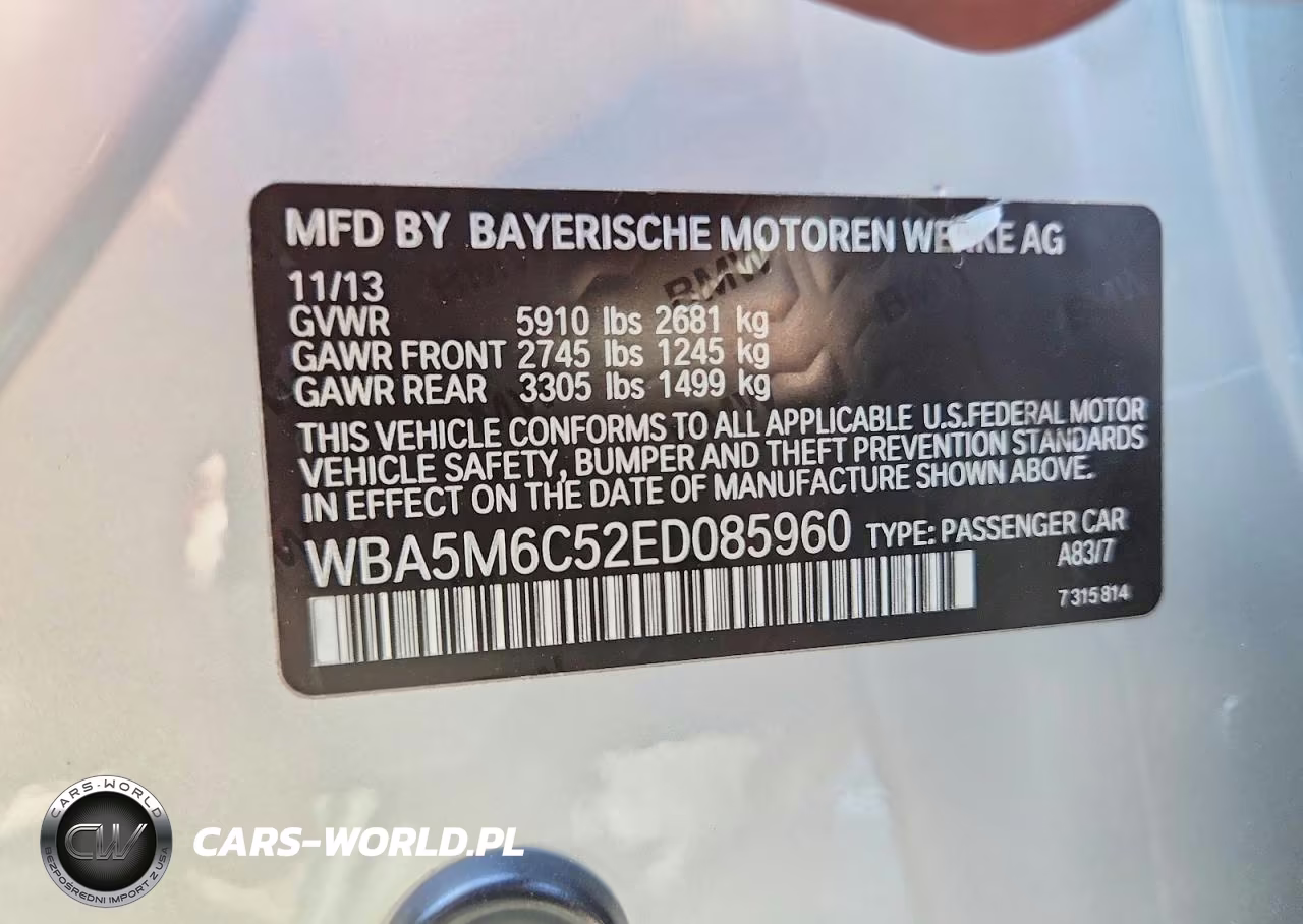 2014 BMW 550 Igt VIN:WBA5M6C52ED085960 - 13