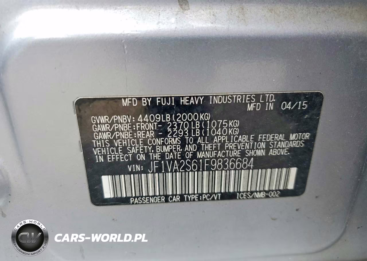 2015 Subaru Wrx Sti Limited VIN:JF1VA2S61F9836684 - 12