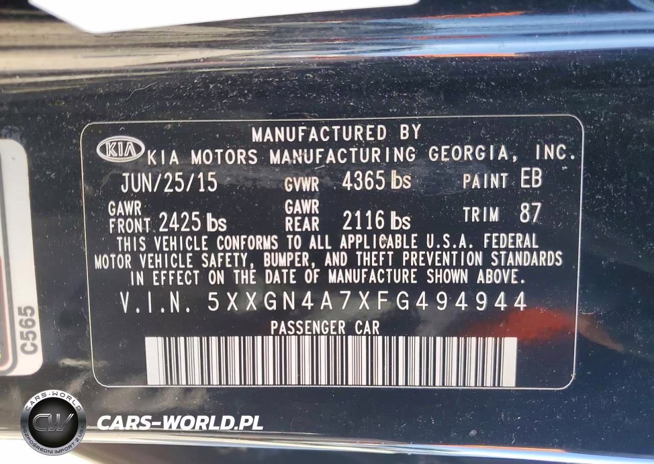 2015 Kia Optima Ex VIN:5XXGN4A7XFG494944 - 12