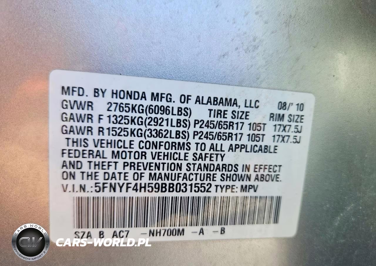 2011 Honda Pilot Exl VIN:5FNYF4H59BB031552 - 12