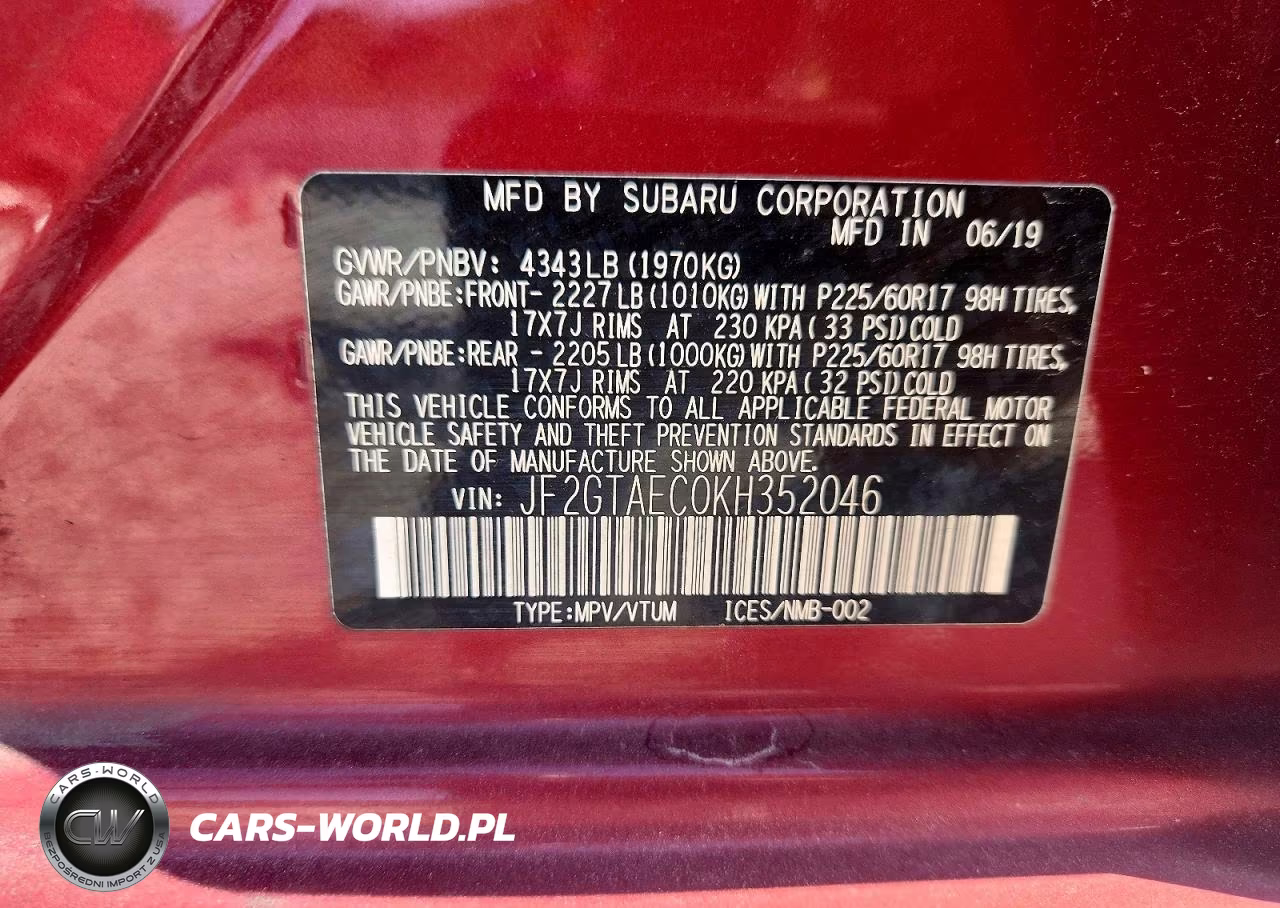 2019 Subaru Crosstrek Premium VIN:JF2GTAEC0KH352046 - 13