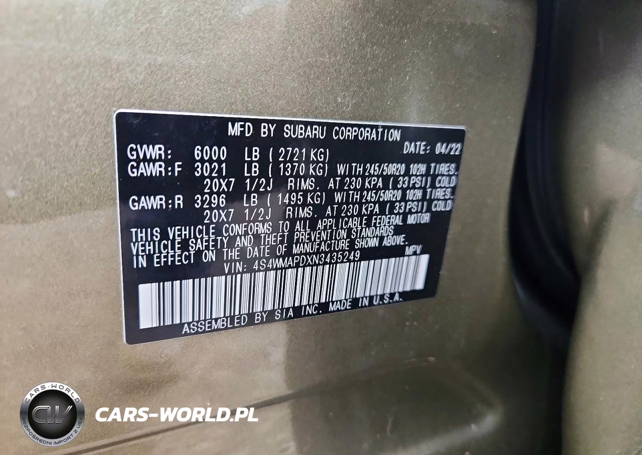 2022 Subaru Ascent Limited VIN:4S4WMAPDXN3435249 - 13