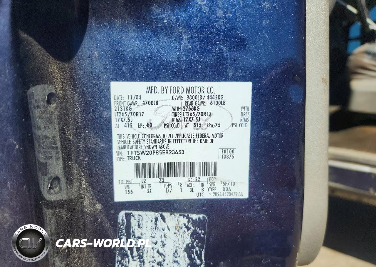 2005 Ford F250 Super Duty VIN:1FTSW20P85EB23653 - 12
