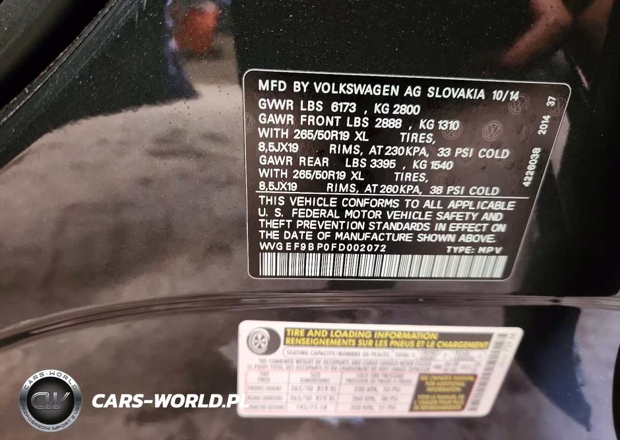 2015 Volkswagen Touareg V6 VIN:WVGEF9BP0FD002072 - 13