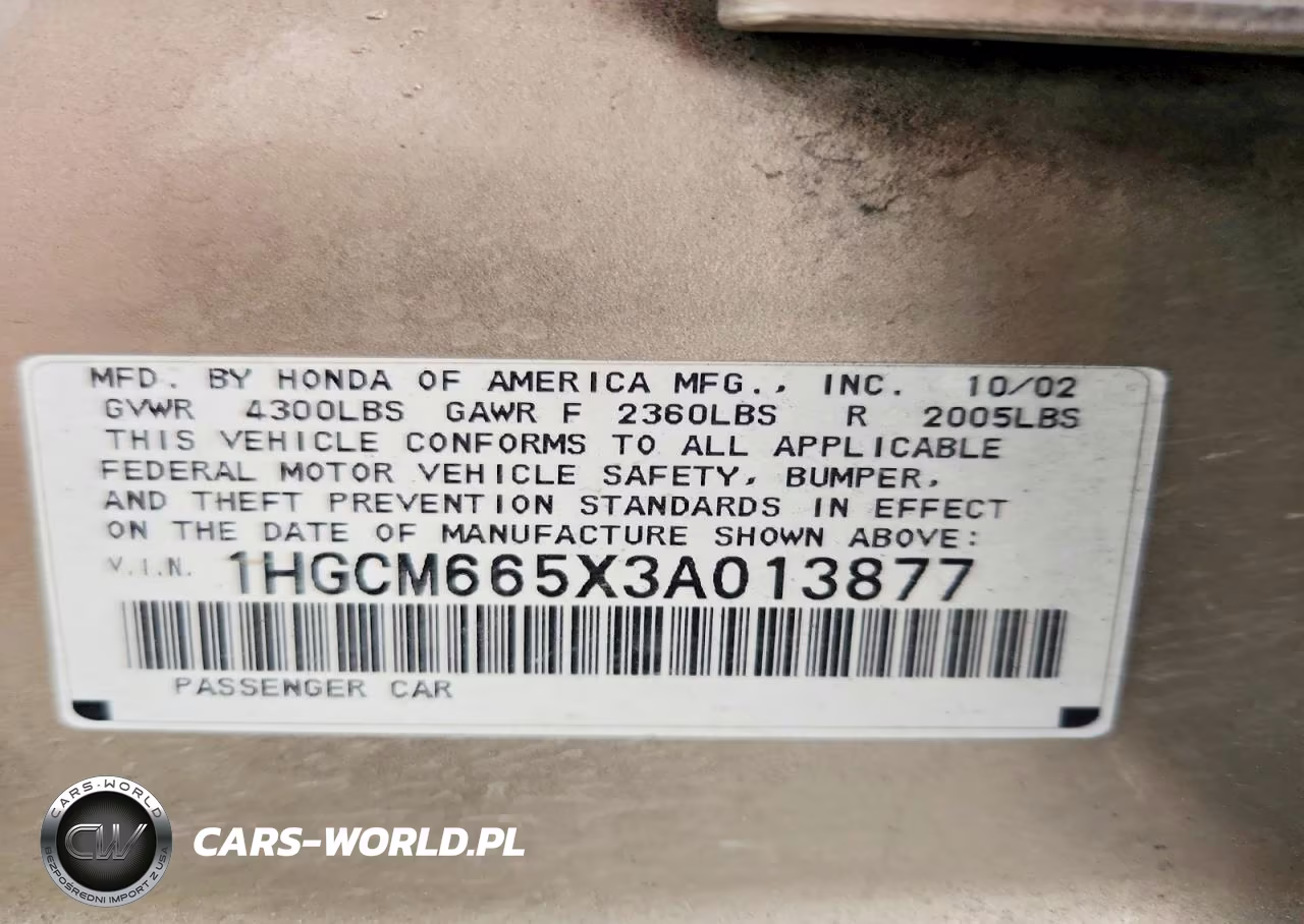 2003 Honda Accord Ex VIN:1HGCM665X3A013877 - 12