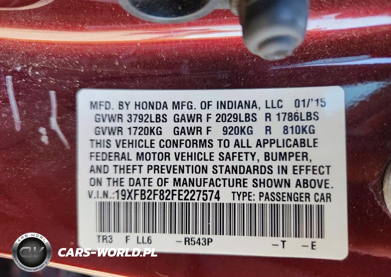 2015 Honda Civic Ex VIN:19XFB2F82FE227574 - 12