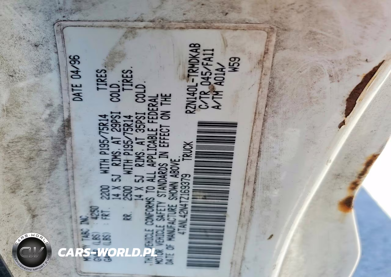 1996 Toyota Tacoma Base VIN:4TANL42N4TZ169379 - 12