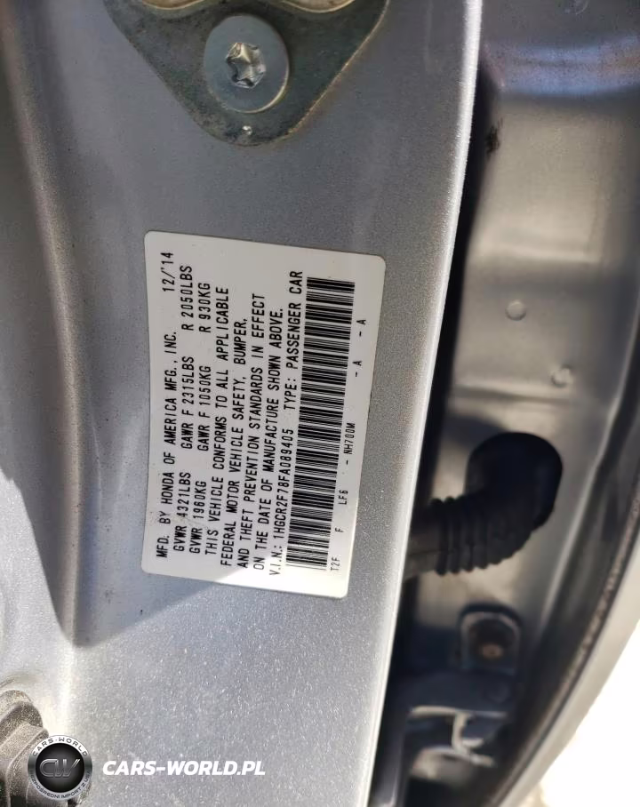 2015 Honda Accord Ex VIN:1HGCR2F78FA089405 - 12