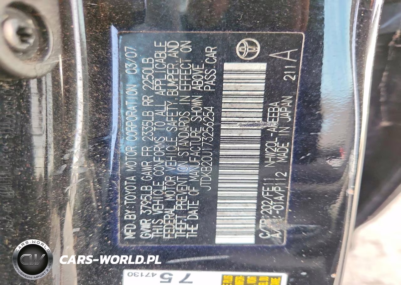 2007 Toyota Prius Base VIN:JTDKB20U173256254 - 12