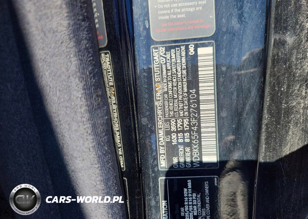 2003 Mercury Slk-Class VIN:WDBKK65F43F276104 - 12