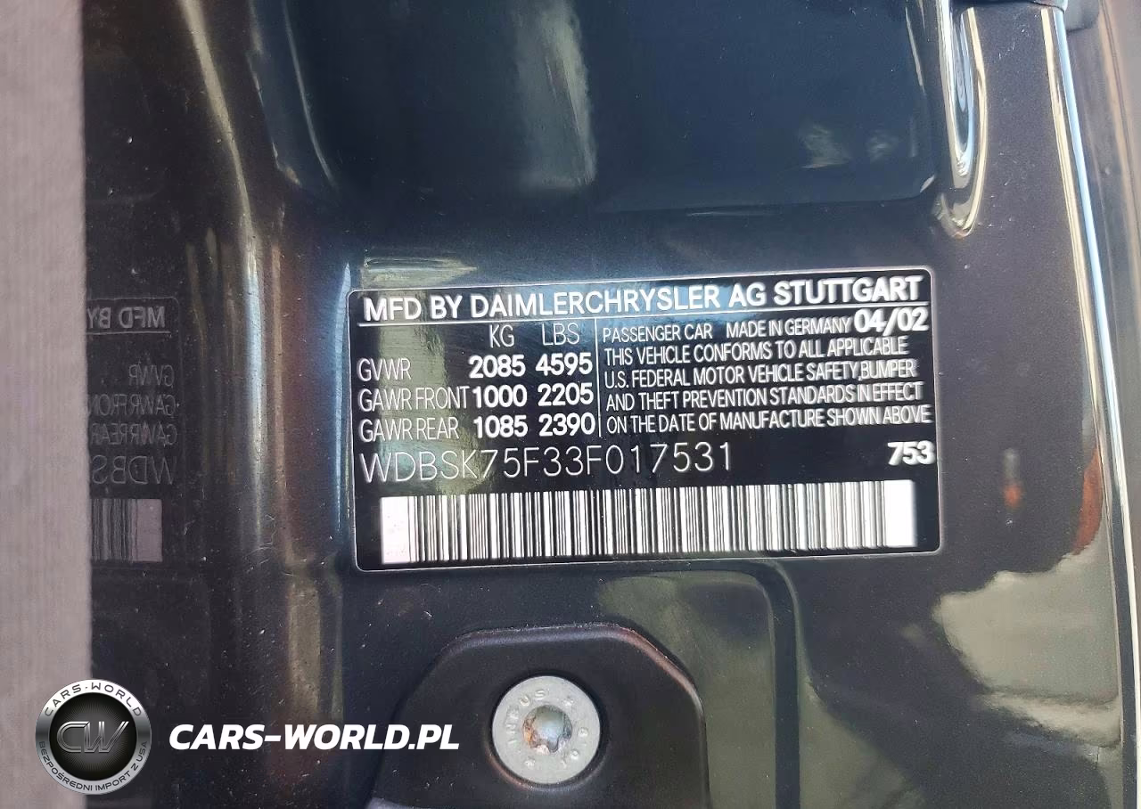 2003 Mercedes-Benz Sl 500R VIN:WDBSK75F33F017531 - 12