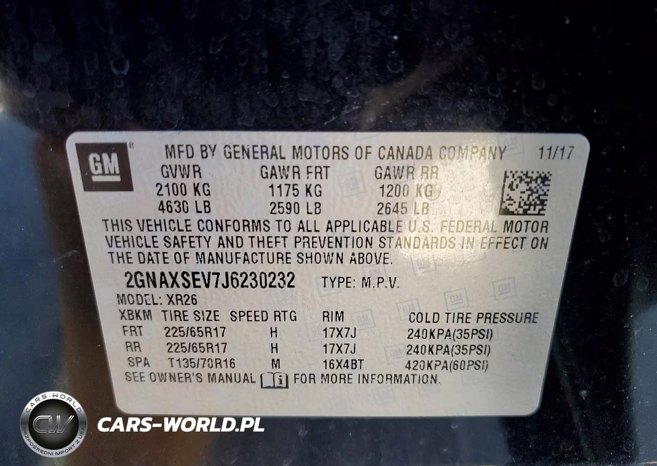 2018 Chevrolet Equinox Lt VIN:2GNAXSEV7J6230232 - 12