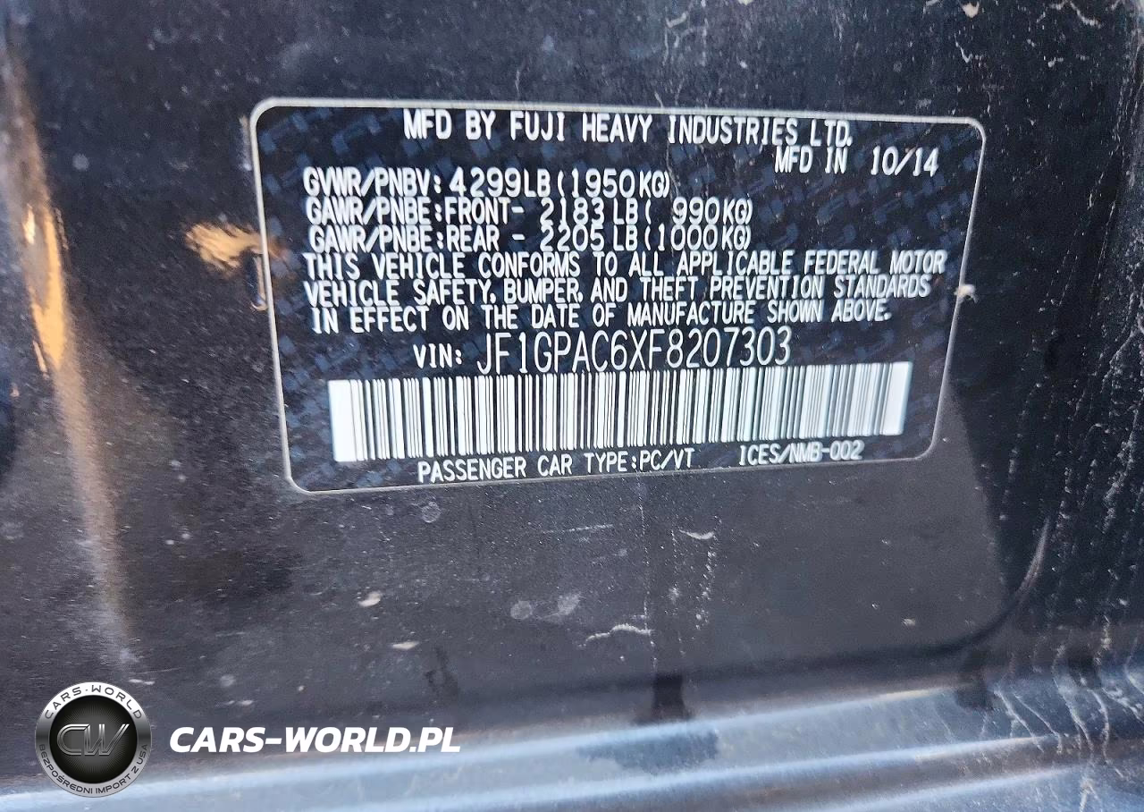 2015 Subaru Impreza Premium VIN:JF1GPAC6XF8207303 - 13