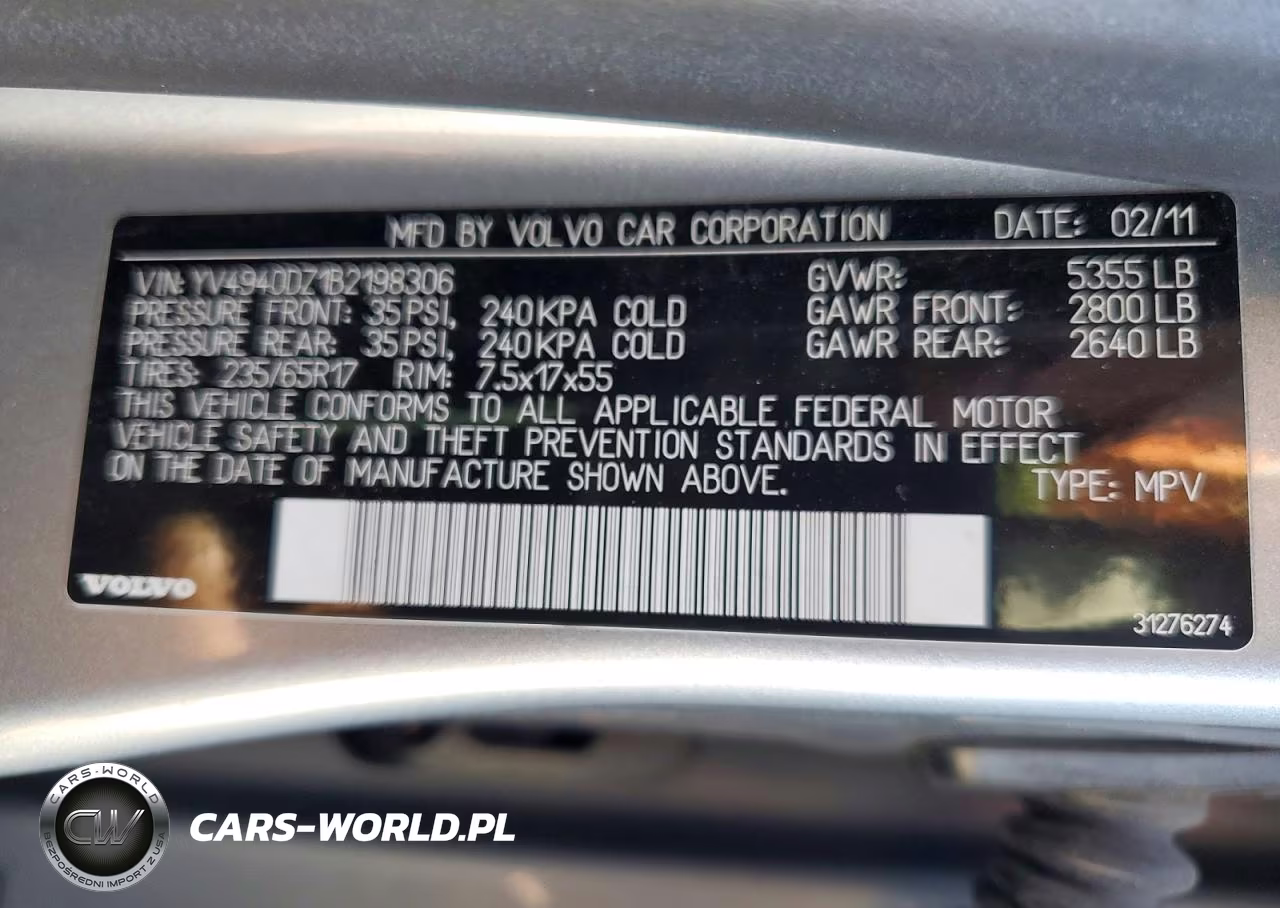 2011 Volvo Xc60 3.2 VIN:YV4940DZ1B2198306 - 12
