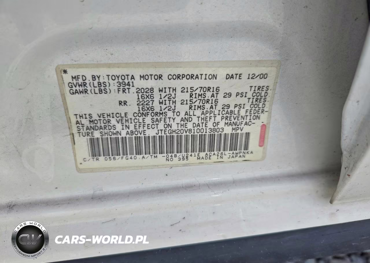 2001 Toyota Rav4 Base VIN:JTEGH20V810013803 - 13