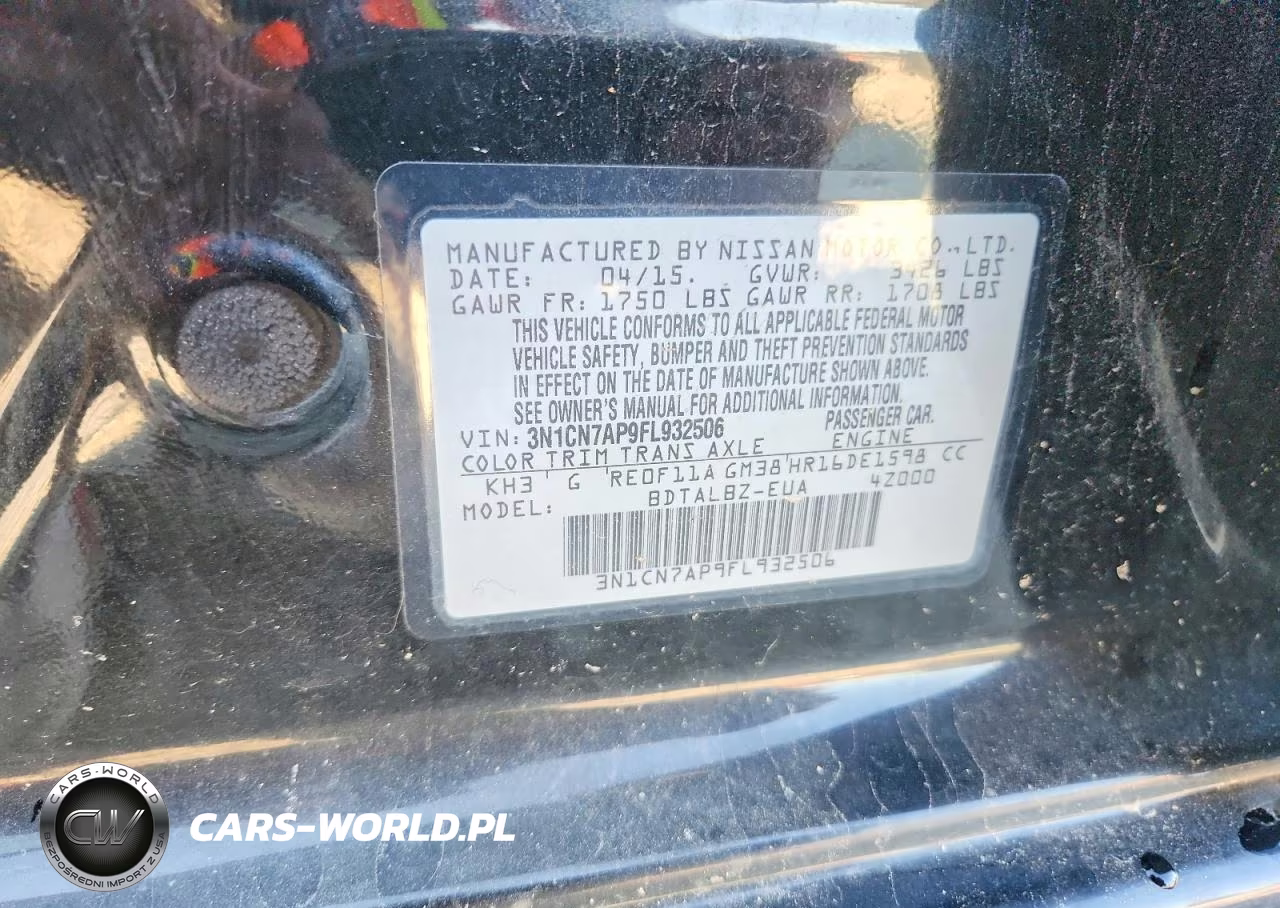 2015 Nissan Versa 1.6 Sv VIN:3N1CN7AP9FL932506 - 12