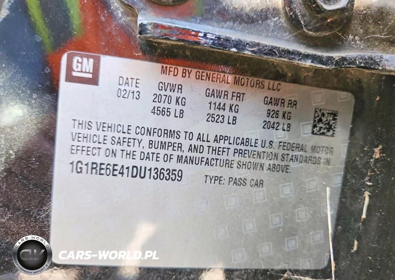 2013 Chevrolet Volt VIN:1G1RE6E41DU136359 - 12