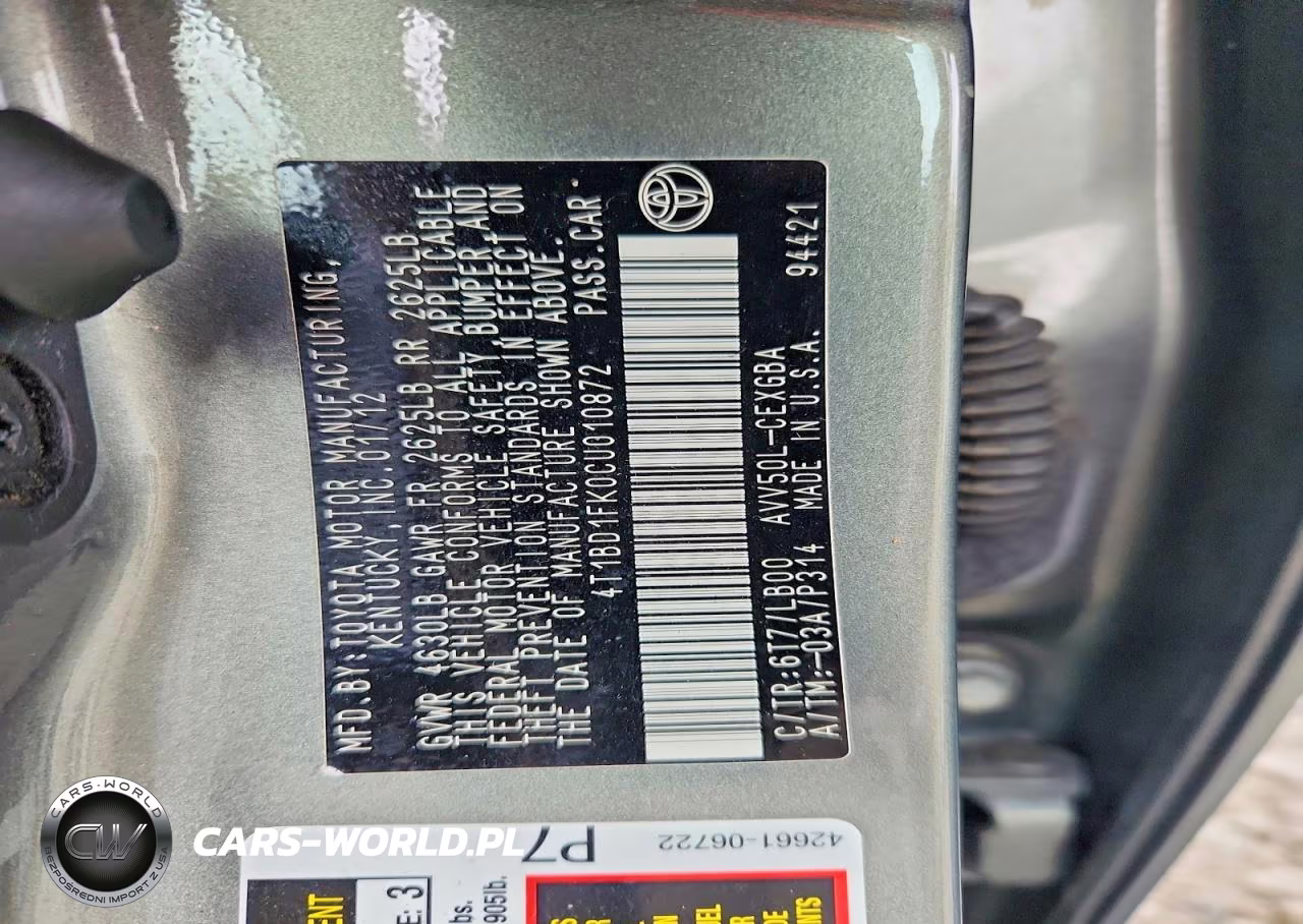 2012 Toyota Camry Hybrid Xle VIN:4T1BD1FK0CU010872 - 13