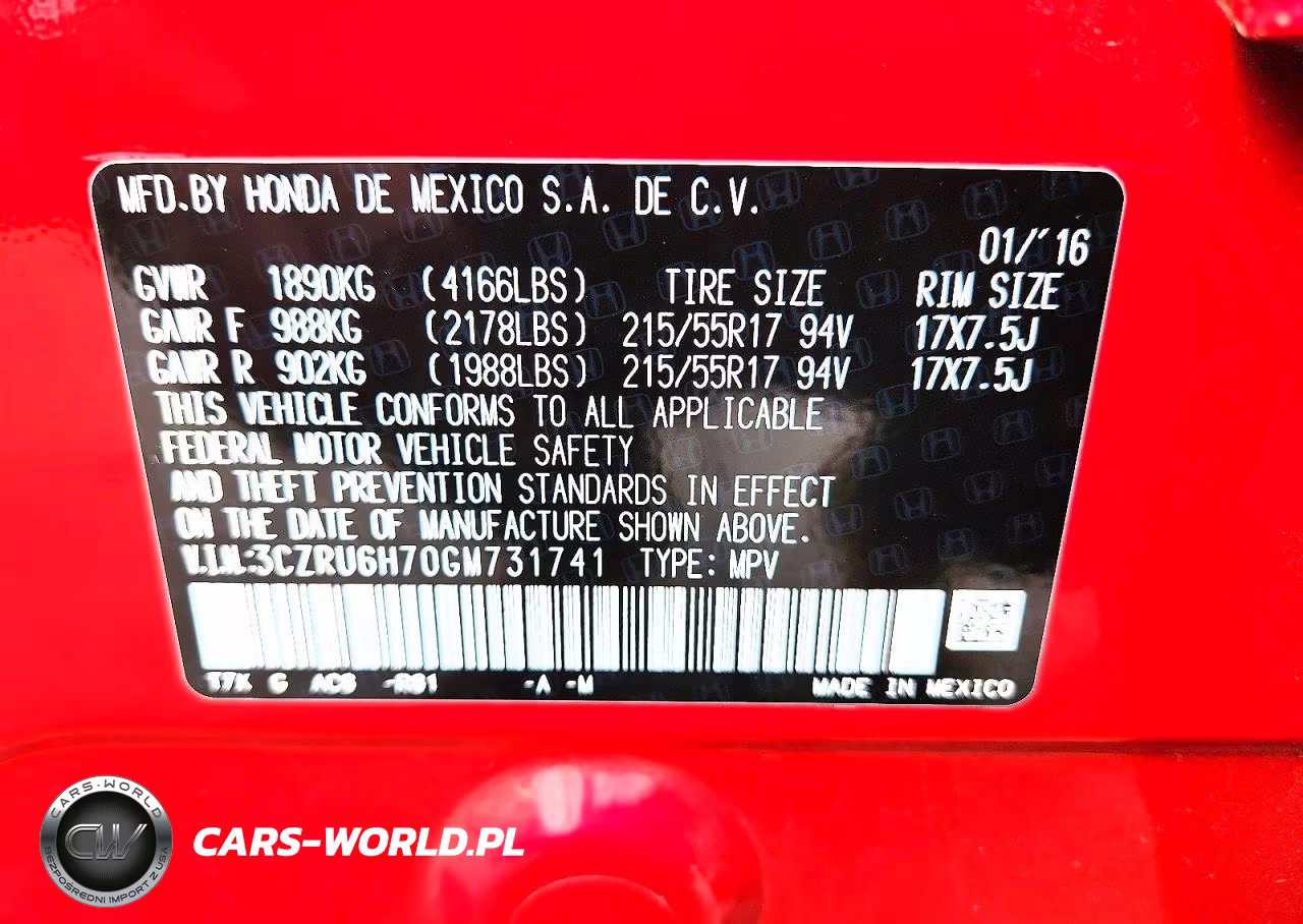 2016 Honda Hr-V Exl VIN:3CZRU6H70GM731741 - 12