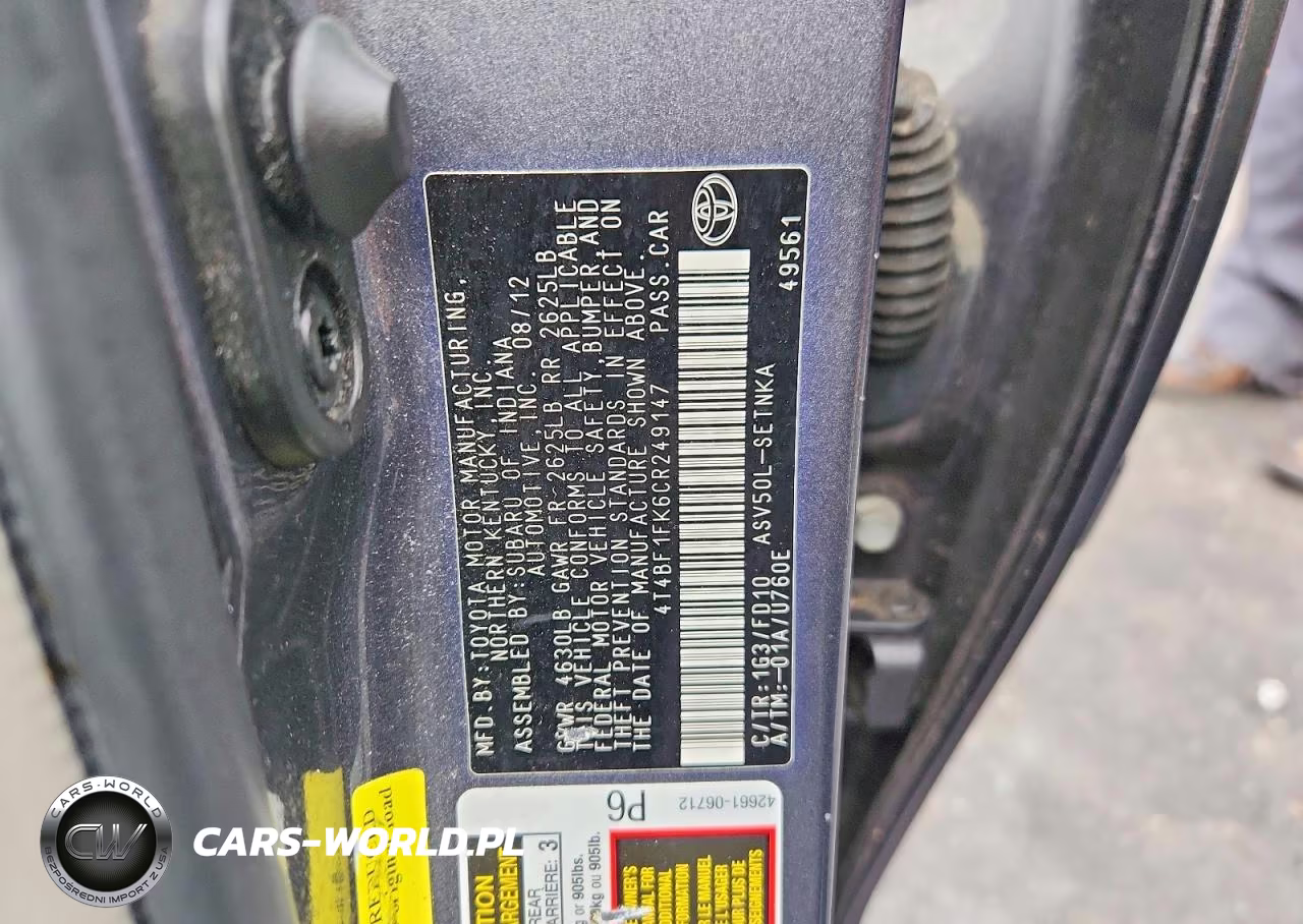 2012 Toyota Camry Le VIN:4T4BF1FK6CR249147 - 13