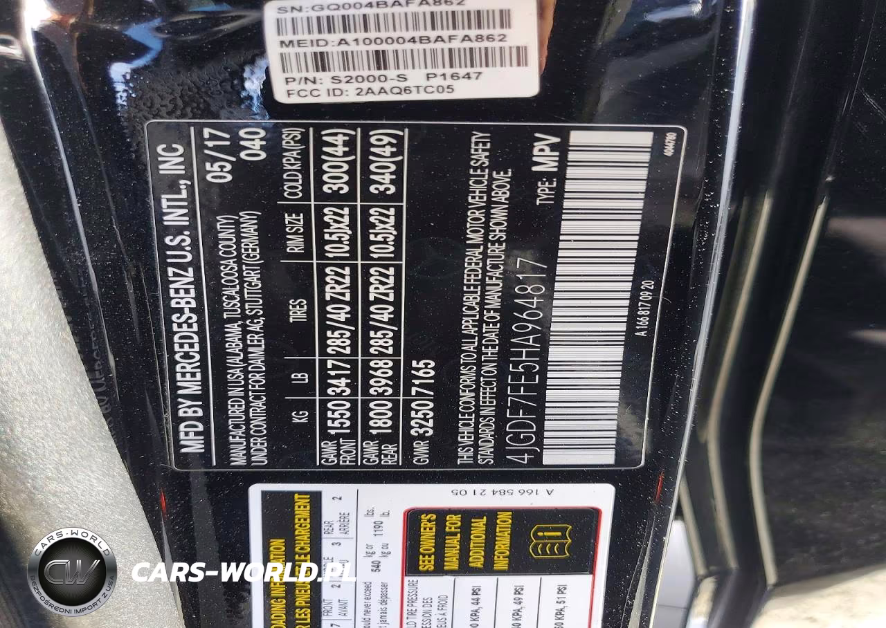 2017 Mercedes-Benz Gls 63 Amg 4Matic VIN:4JGDF7FE5HA964817 - 13