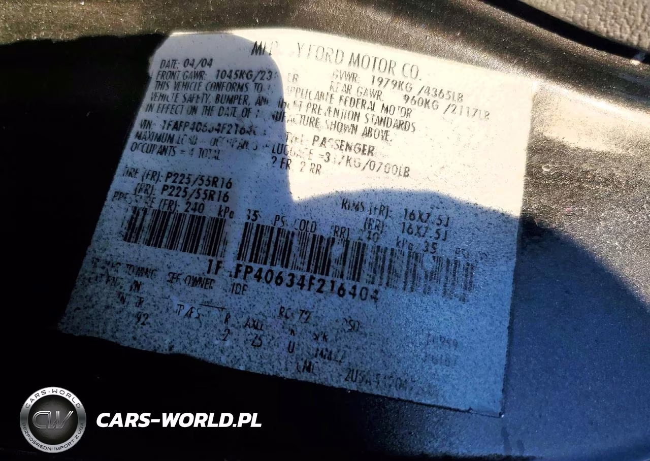 2004 Ford Mustang VIN:1FAFP40634F216404 - 12