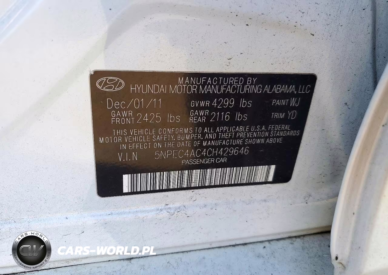 2012 Hyundai Sonata Limited VIN:5NPEC4AC4CH429646 - 12