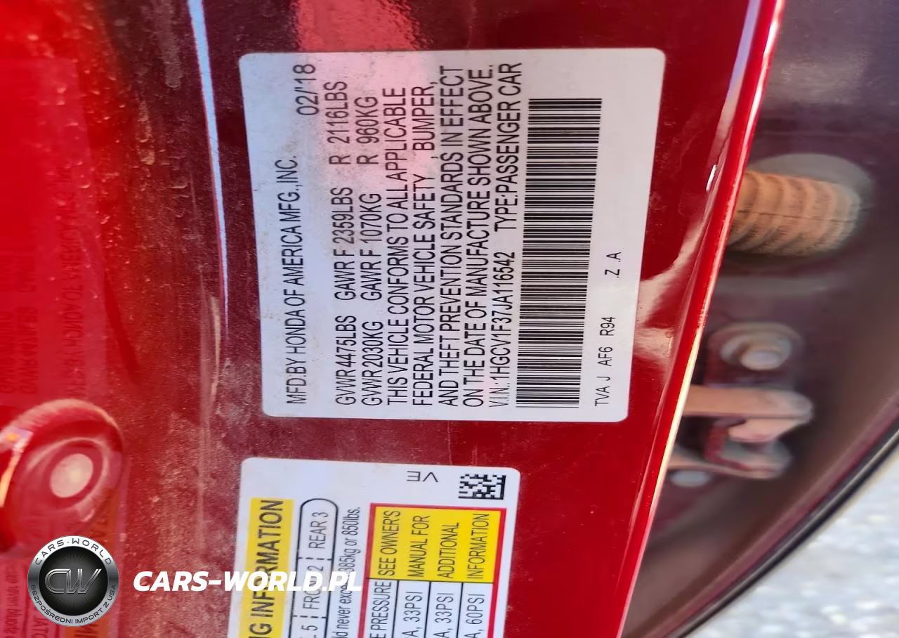 2018 Honda Accord Sport VIN:1HGCV1F37JA116542 - 12