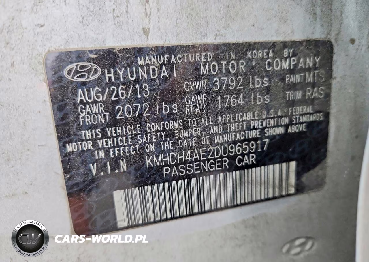 2013 Hyundai Elantra Gls VIN:KMHDH4AE2DU965917 - 12