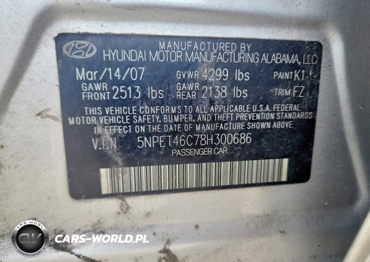2008 Hyundai Sonata Gls VIN:5NPET46C78H300686 - 12