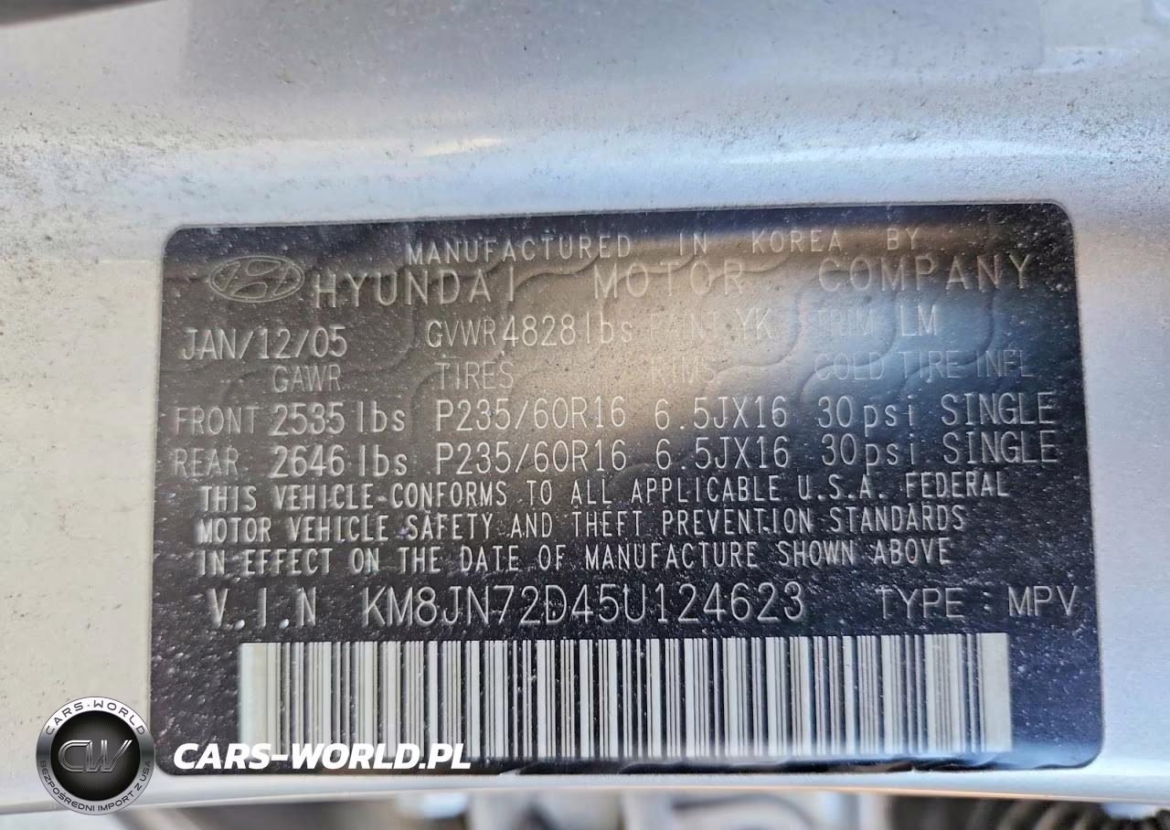 2005 Hyundai Tucson Gls VIN:KM8JN72D45U124623 - 13