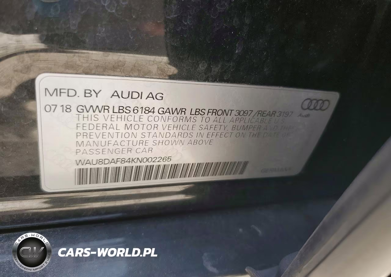 2019 Audi A8 L VIN:WAU8DAF84KN002265 - 12