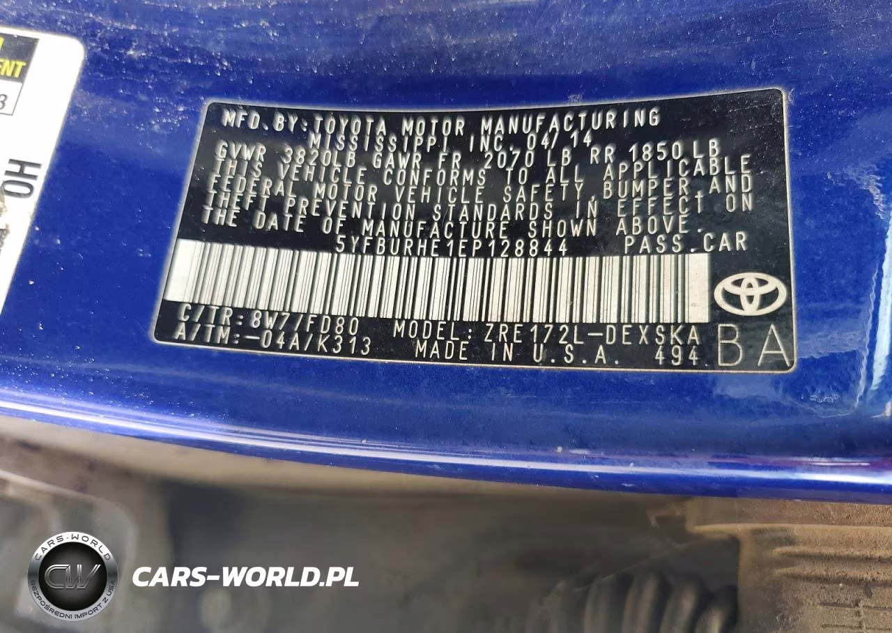 2014 Toyota Corolla S Plus VIN:5YFBURHE1EP128844 - 12