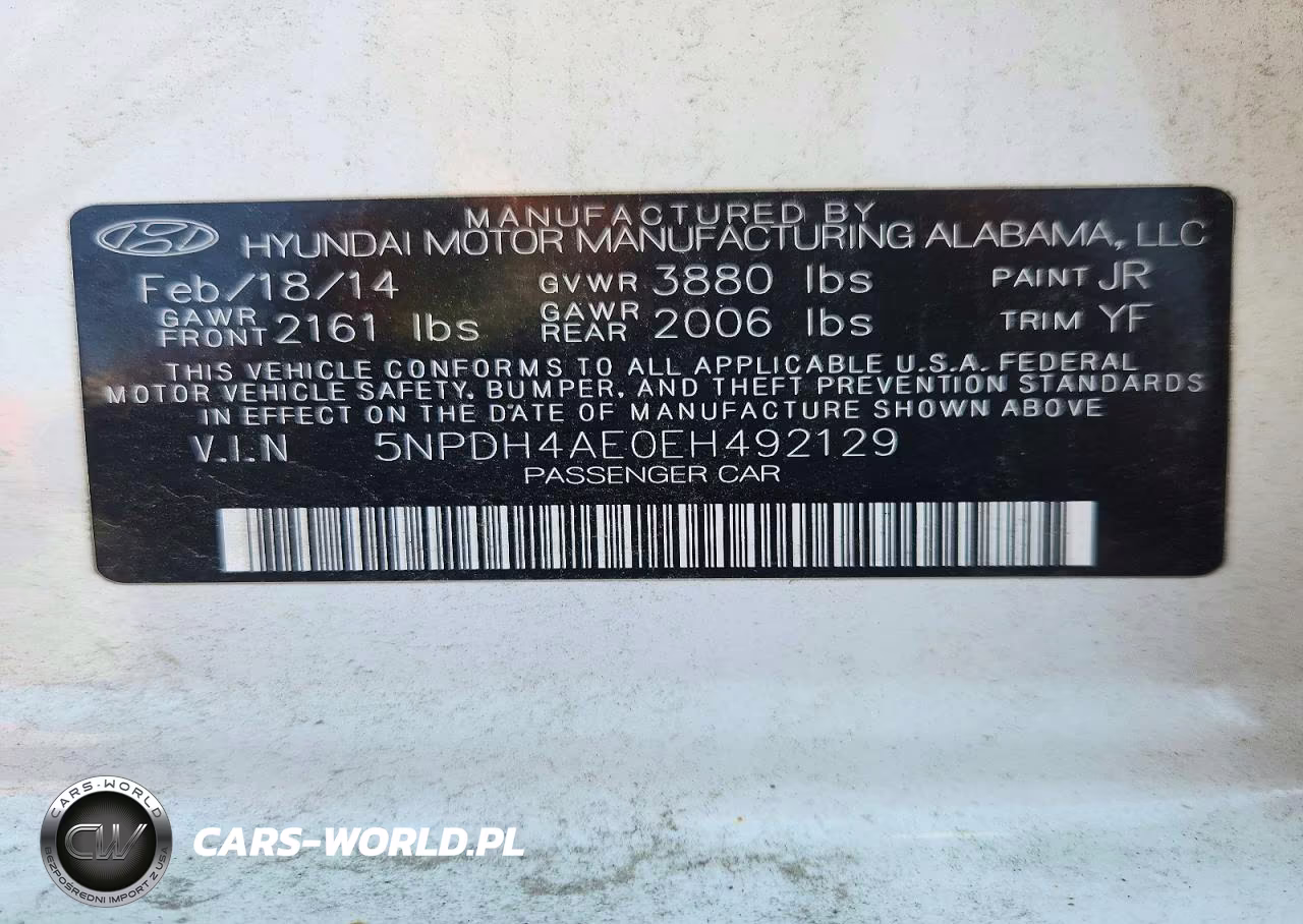 2014 Hyundai Elantra Limited VIN:5NPDH4AE0EH492129 - 12