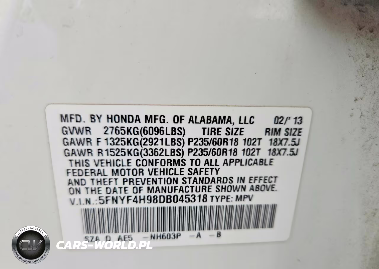 2013 Honda Pilot Touring VIN:5FNYF4H98DB045318 - 13