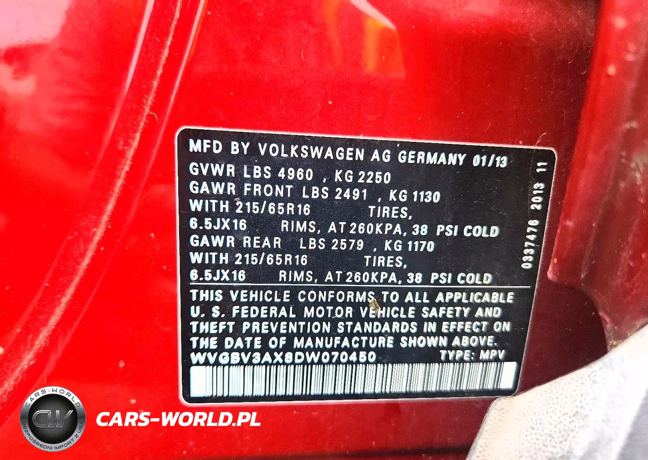 2013 Volkswagen Tiguan S VIN:WVGBV3AX8DW070450 - 12