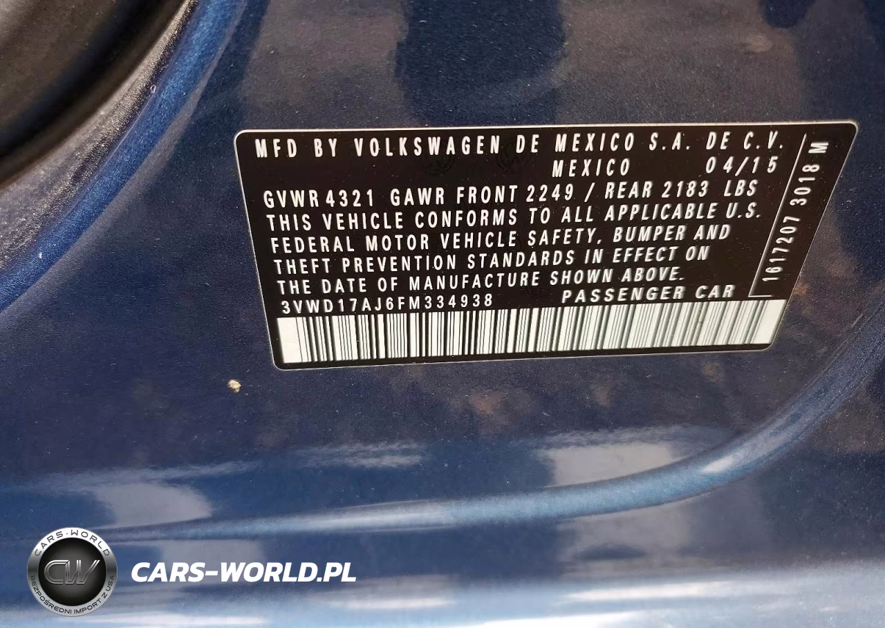 2015 Volkswagen Jetta Se VIN:3VWD17AJ6FM334938 - 12