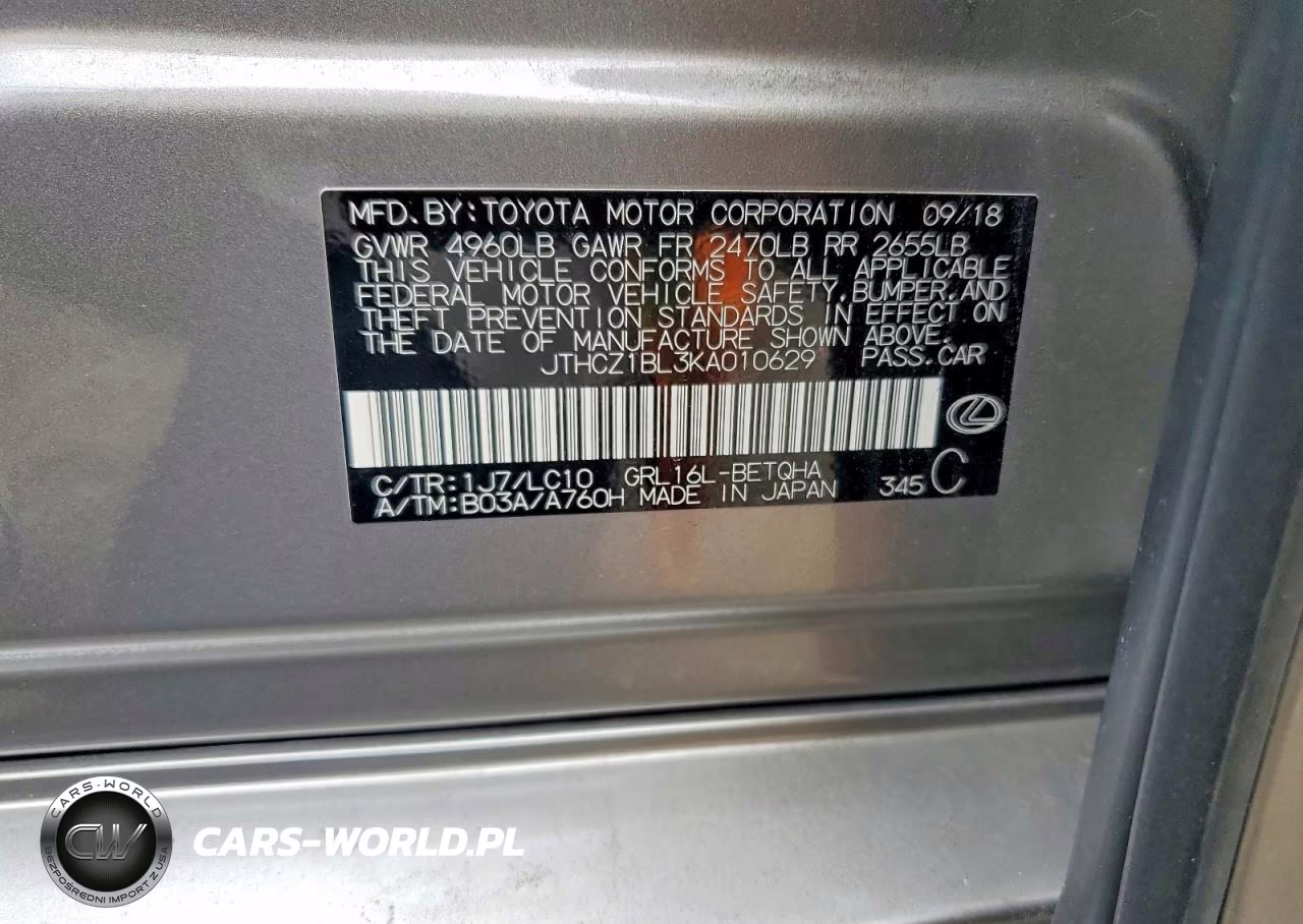 2019 Lexus Gs 350 Base VIN:JTHCZ1BL3KA010629 - 12