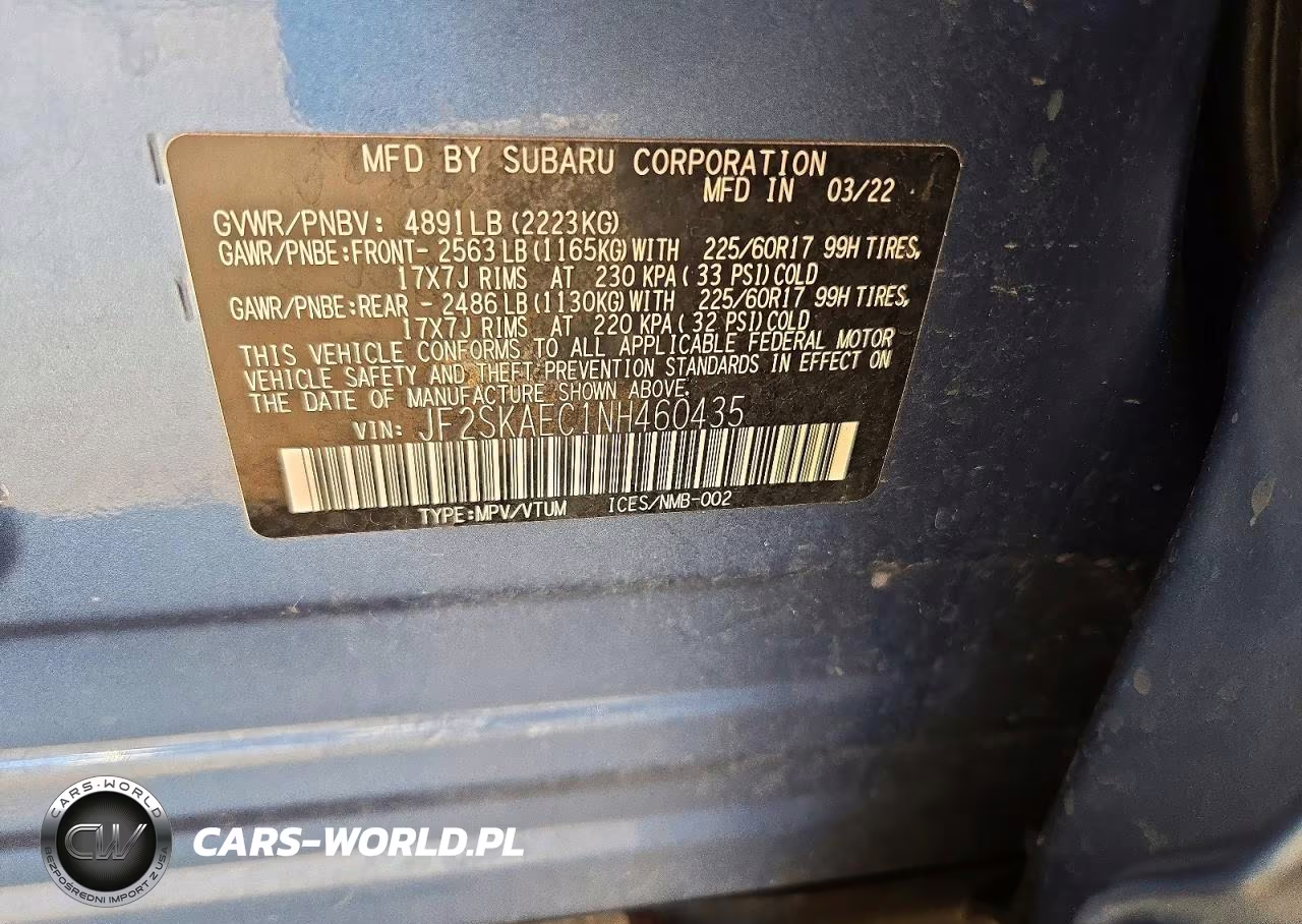 2022 Subaru Forester Premium VIN:JF2SKAEC1NH460435 - 13