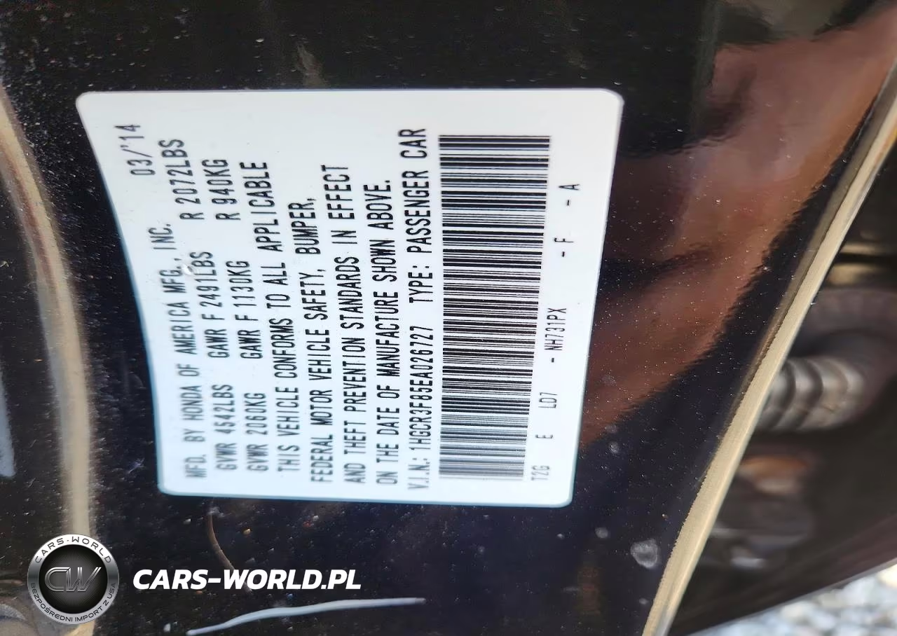2014 Honda Accord Exl VIN:1HGCR3F85EA026727 - 13